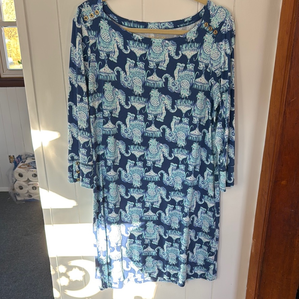 Lilly Pulitzer Blue Elephant Print Dress